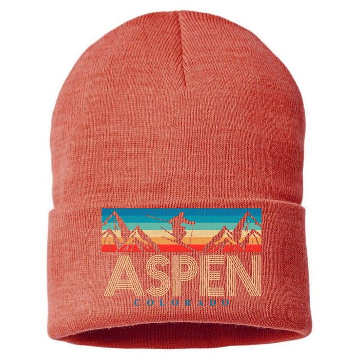 Aspen Colorado Ski Sunset Mountain Sustainable Knit Beanie