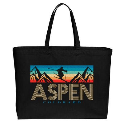 Aspen Colorado Ski Sunset Mountain Cotton Canvas Jumbo Tote