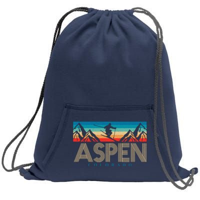 Aspen Colorado Ski Sunset Mountain Sweatshirt Cinch Pack Bag