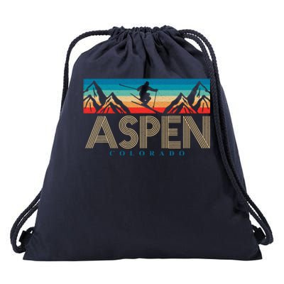 Aspen Colorado Ski Sunset Mountain Drawstring Bag