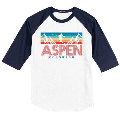 Aspen Colorado Ski Sunset Mountain Baseball Sleeve Shirt