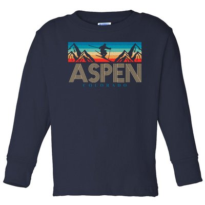 Aspen Colorado Ski Sunset Mountain Toddler Long Sleeve Shirt