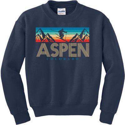 Aspen Colorado Ski Sunset Mountain Kids Sweatshirt