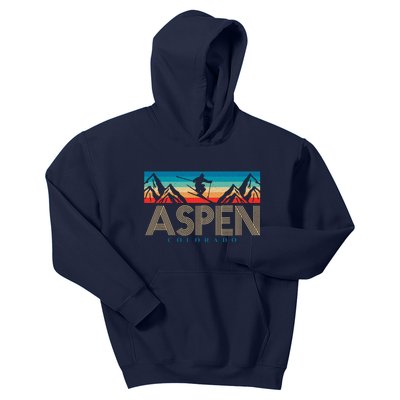 Aspen Colorado Ski Sunset Mountain Kids Hoodie