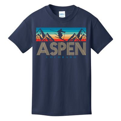 Aspen Colorado Ski Sunset Mountain Kids T-Shirt