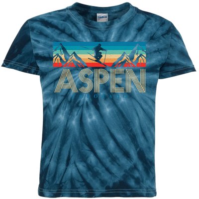 Aspen Colorado Ski Sunset Mountain Kids Tie-Dye T-Shirt