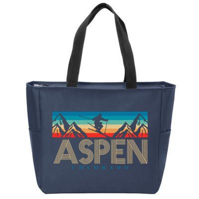 Aspen Colorado Ski Sunset Mountain Zip Tote Bag