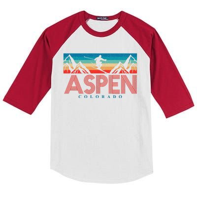 Aspen Colorado Ski Sunset Mountain Kids Colorblock Raglan Jersey