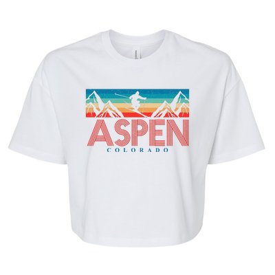 Aspen Colorado Ski Sunset Mountain Bella+Canvas Jersey Crop Tee