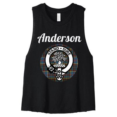 Anderson Clan Scottish Name Coat Of Arms Tartan Women's Racerback Cropped Tank