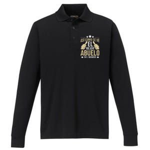 Así Como Se Ve El Mejor Abuelo Del Mundo Grandfather Dad Performance Long Sleeve Polo