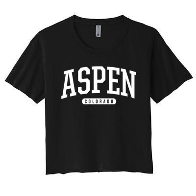 Aspen Colorado Souvenirs College Style Aspen Colorado Souvenir Gift Women's Crop Top Tee