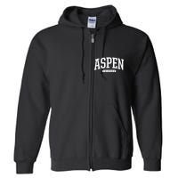 Aspen Colorado Souvenirs College Style Aspen Colorado Souvenir Gift Full Zip Hoodie