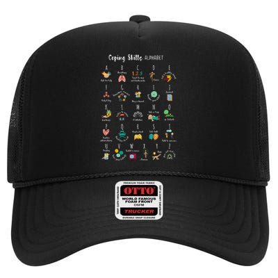 ABC Coping Skills Alphabet Self Care Tal Health Awareness High Crown Mesh Back Trucker Hat