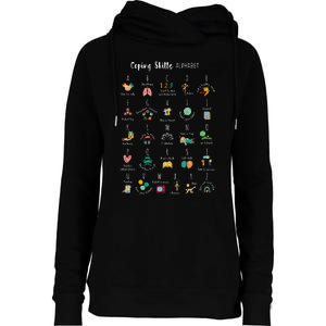 ABC Coping Skills Alphabet Self Care Tal Health Awareness Womens Funnel Neck Pullover Hood