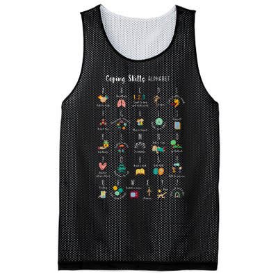 ABC Coping Skills Alphabet Self Care Tal Health Awareness Mesh Reversible Basketball Jersey Tank