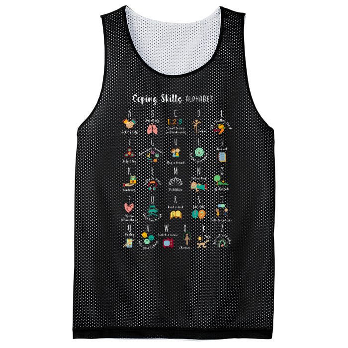 ABC Coping Skills Alphabet Self Care Tal Health Awareness Mesh Reversible Basketball Jersey Tank