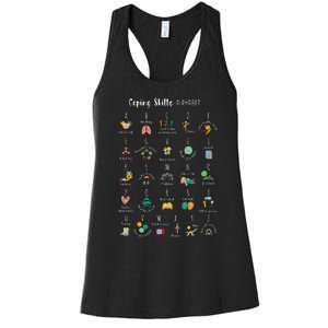 ABC Coping Skills Alphabet Self Care Tal Health Awareness Women's Racerback Tank