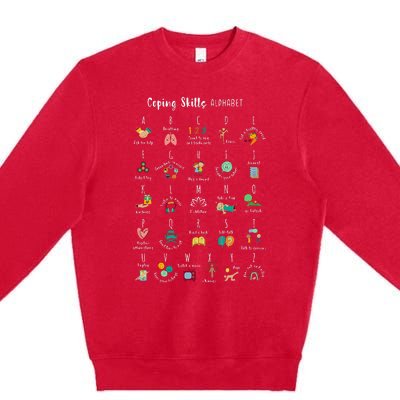 ABC Coping Skills Alphabet Self Care Tal Health Awareness Premium Crewneck Sweatshirt