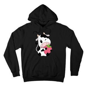 Animal Cute Strawberry Cow Print Kawaii Aesthetic Tall Hoodie