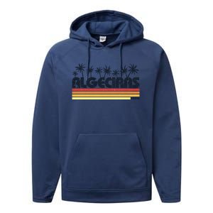 Algeciras Cadiz Spain Retro Tourism Gift Performance Fleece Hoodie