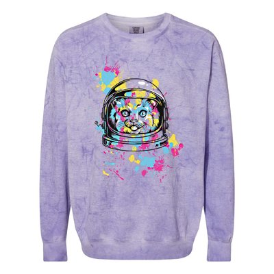 Astronaut Cat Space Kitty Graphic Unisex Adult Gift Colorblast Crewneck Sweatshirt