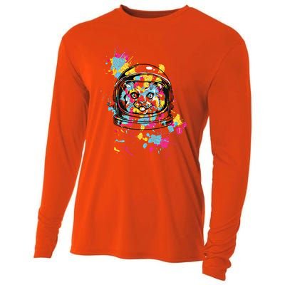 Astronaut Cat Space Kitty Graphic Unisex Adult Gift Cooling Performance Long Sleeve Crew