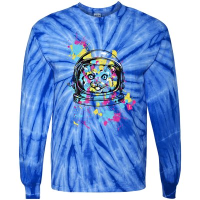 Astronaut Cat Space Kitty Graphic Unisex Adult Gift Tie-Dye Long Sleeve Shirt