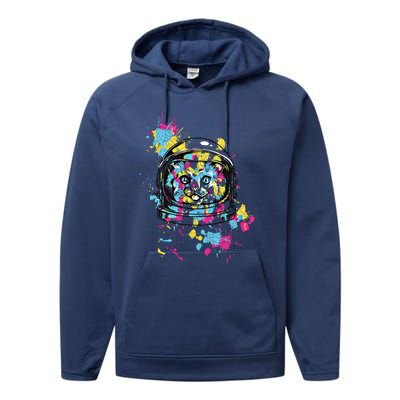 Astronaut Cat Space Kitty Graphic Unisex Adult Gift Performance Fleece Hoodie