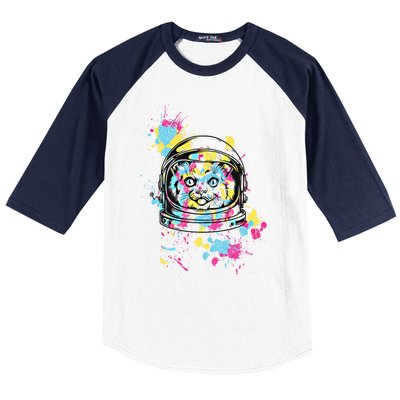 Astronaut Cat Space Kitty Graphic Unisex Adult Gift Baseball Sleeve Shirt