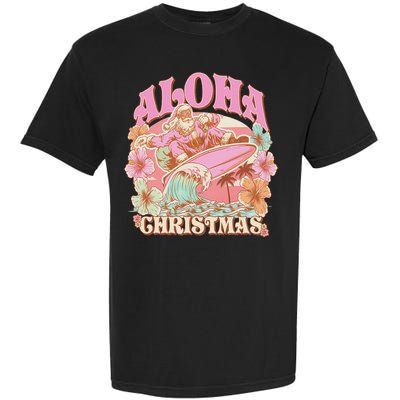 Aloha Christmas Santa Claus Surfing Hawaiian Mele Kalikimaka Garment-Dyed Heavyweight T-Shirt