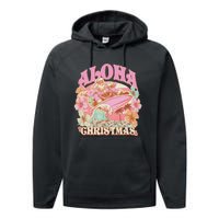 Aloha Christmas Santa Claus Surfing Hawaiian Mele Kalikimaka Performance Fleece Hoodie