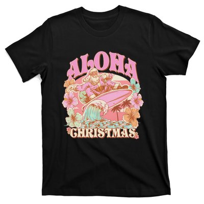 Aloha Christmas Santa Claus Surfing Hawaiian Mele Kalikimaka T-Shirt