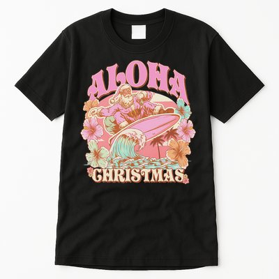 Aloha Christmas Santa Claus Surfing Hawaiian Mele Kalikimaka Tall T-Shirt