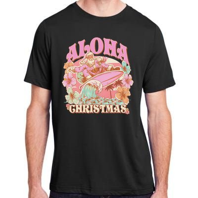 Aloha Christmas Santa Claus Surfing Hawaiian Mele Kalikimaka Adult ChromaSoft Performance T-Shirt