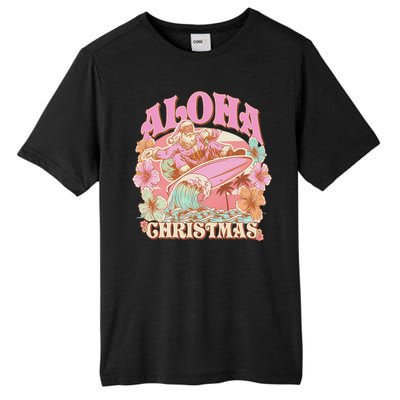 Aloha Christmas Santa Claus Surfing Hawaiian Mele Kalikimaka Tall Fusion ChromaSoft Performance T-Shirt