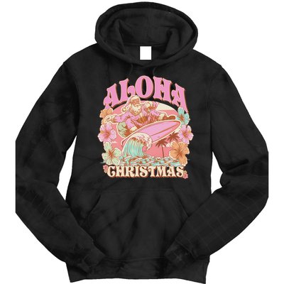 Aloha Christmas Santa Claus Surfing Hawaiian Mele Kalikimaka Tie Dye Hoodie