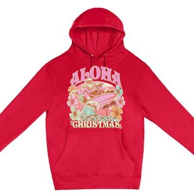 Aloha Christmas Santa Claus Surfing Hawaiian Mele Kalikimaka Premium Pullover Hoodie