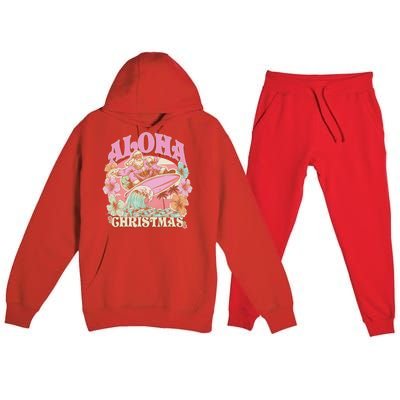 Aloha Christmas Santa Claus Surfing Hawaiian Mele Kalikimaka Premium Hooded Sweatsuit Set