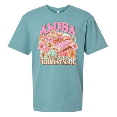 Aloha Christmas Santa Claus Surfing Hawaiian Mele Kalikimaka Sueded Cloud Jersey T-Shirt