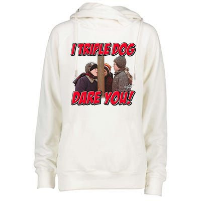 A Christmas Story I Triple Dog Dare You Womens Funnel Neck Pullover Hood