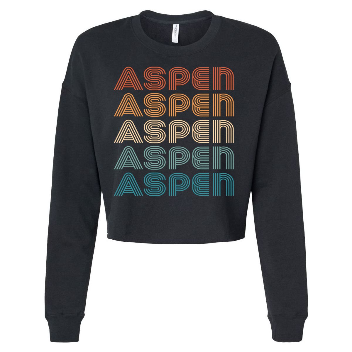 Aspen Colorado Skiing Mountain Retro Great Gift Cropped Pullover Crew