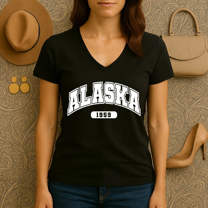 Alaska Collegiate Style 1959 Women's V-Neck T-Shirt