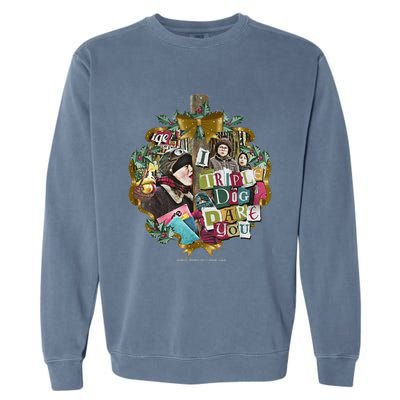 A Christmas Story I Triple Dog Dare You Collage Wreath Garment-Dyed Sweatshirt