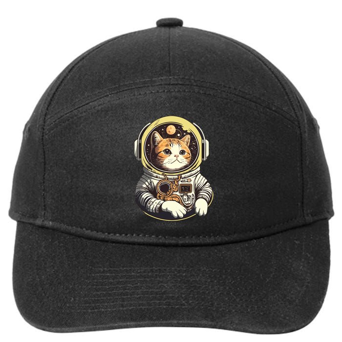 Astronaut Cat Space Helmet 7-Panel Snapback Hat