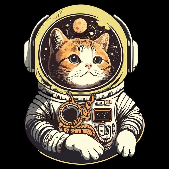 Astronaut Cat Space Helmet 7-Panel Snapback Hat