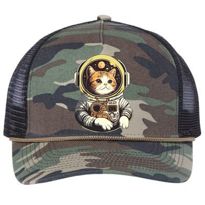 Astronaut Cat Space Helmet Retro Rope Trucker Hat Cap