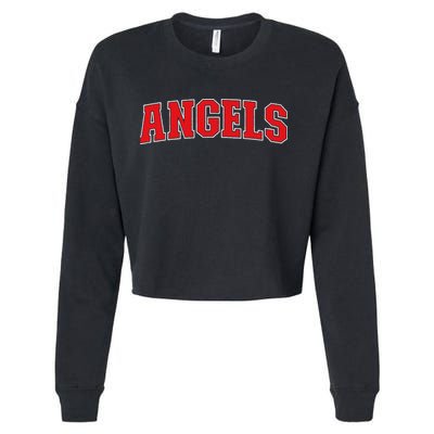 Angels California Souvenir Trip College Style Red Text Cropped Pullover Crew