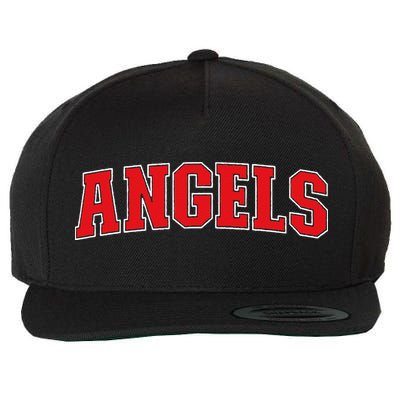 Angels California Souvenir Trip College Style Red Text Wool Snapback Cap