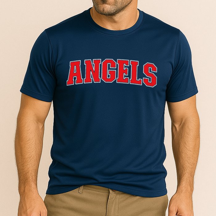 Angels California Souvenir Trip College Style Red Text Cooling Performance Crew T-Shirt